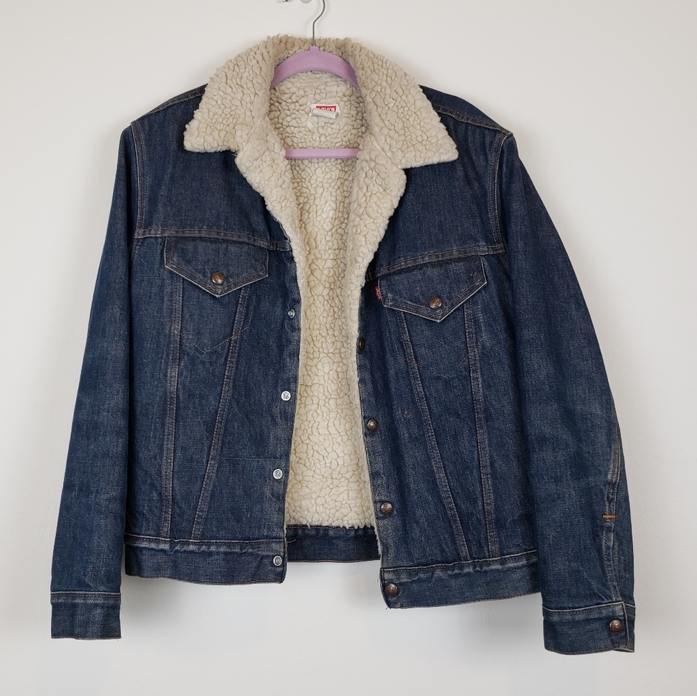Levi's sherpa jacket denim men's red tag size 40